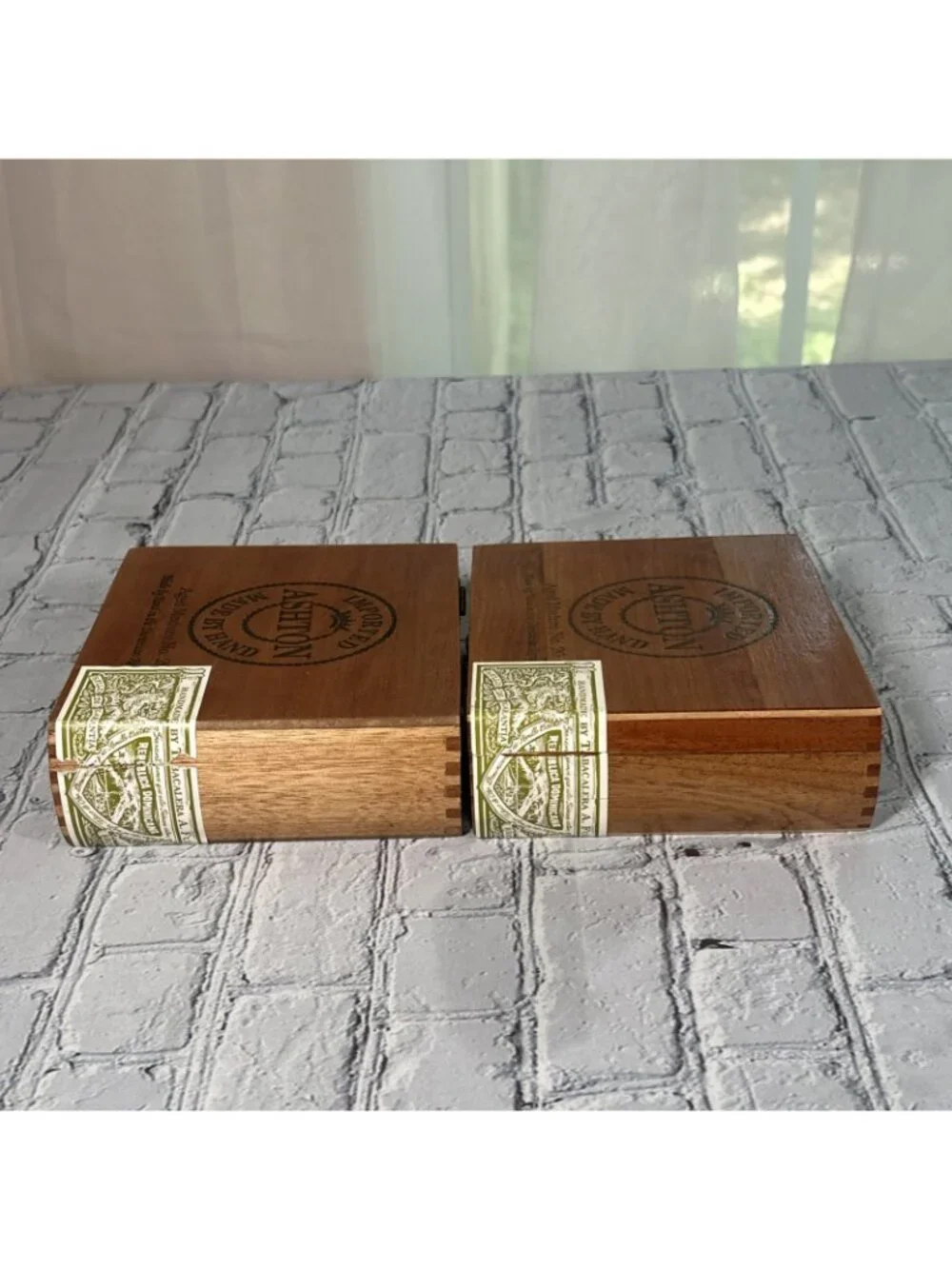 Lot Of 2 Empty Wooden Cigar Box Ashton Aged Maduro No. 20 6.75”x 6”x 2.5”